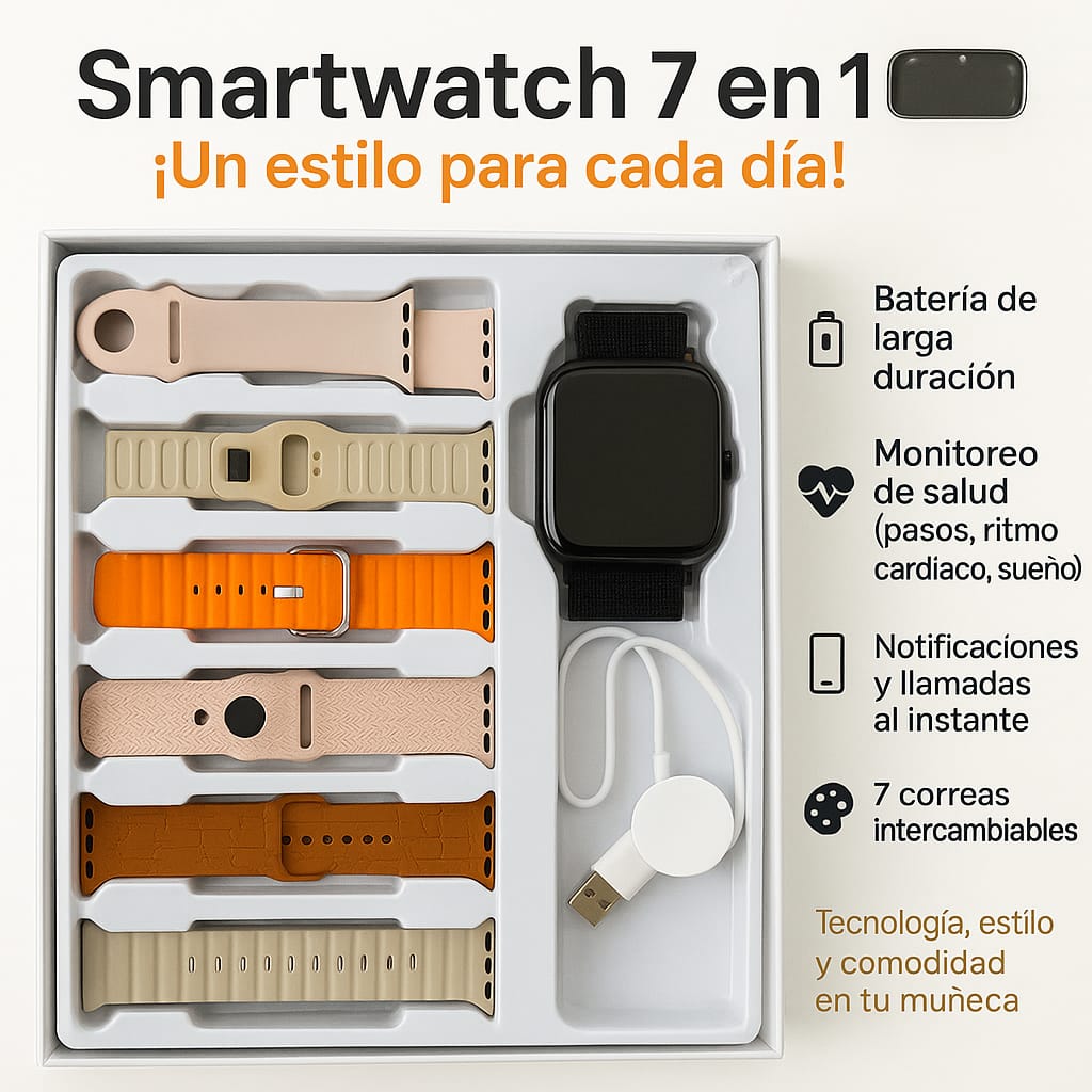 SmartWhatch / 7 correas, llamadas, notificaciones, fitness...