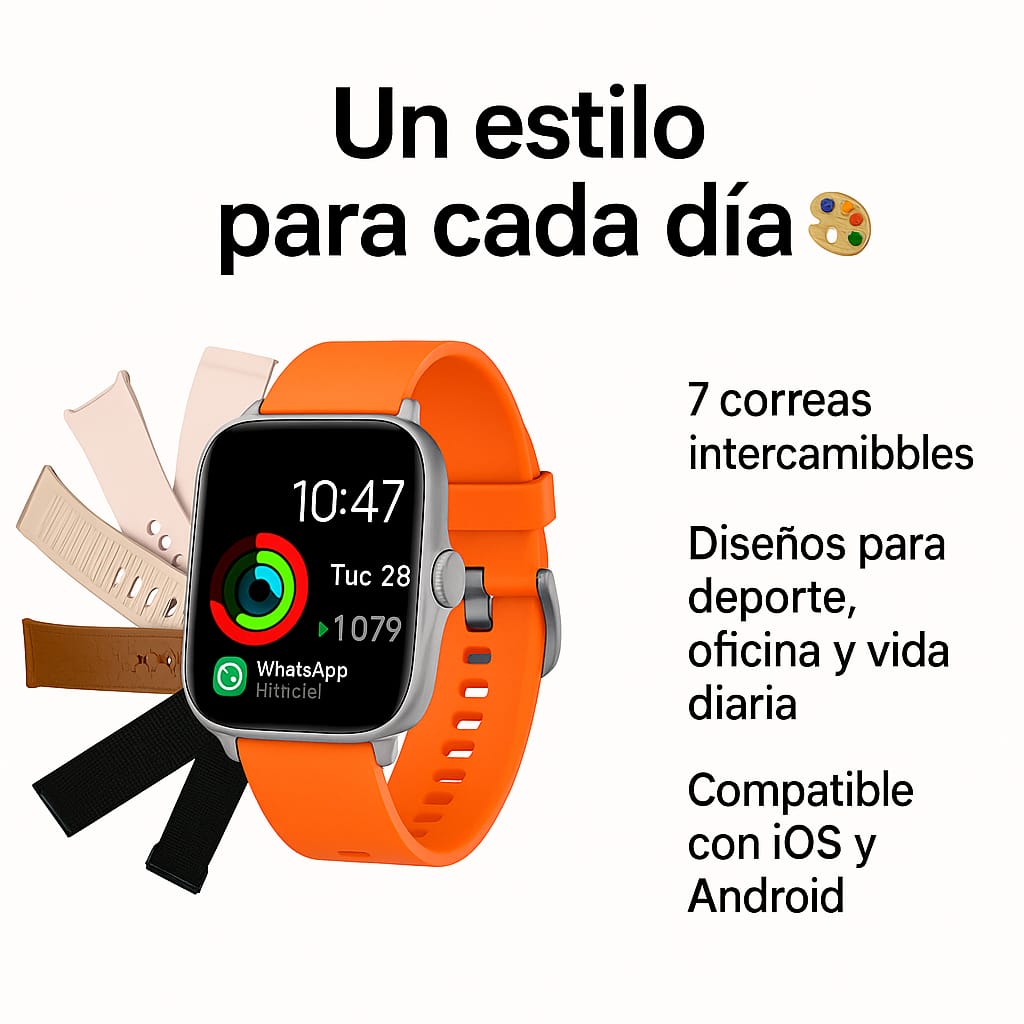 SmartWhatch / 7 correas, llamadas, notificaciones, fitness...